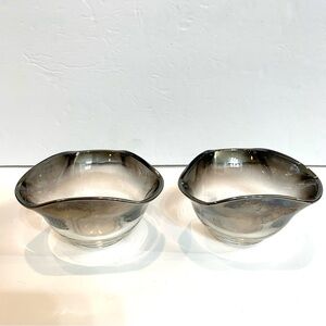 Set Of 2 Dorothy Thorpe Style MCM Vintage Silver Fade Bowl Nut Candy Mid Century